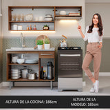 Cocina Compacta con Bacha 165 cm Emilly Marrón/Gris 09