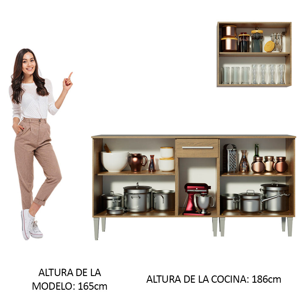 Combo de Cocina 169cm Emilly Free Madesa 01 - Marrón