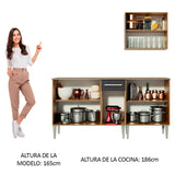 Combo de Cocina 169cm Marrón/Negro Emilly Free Madesa 01