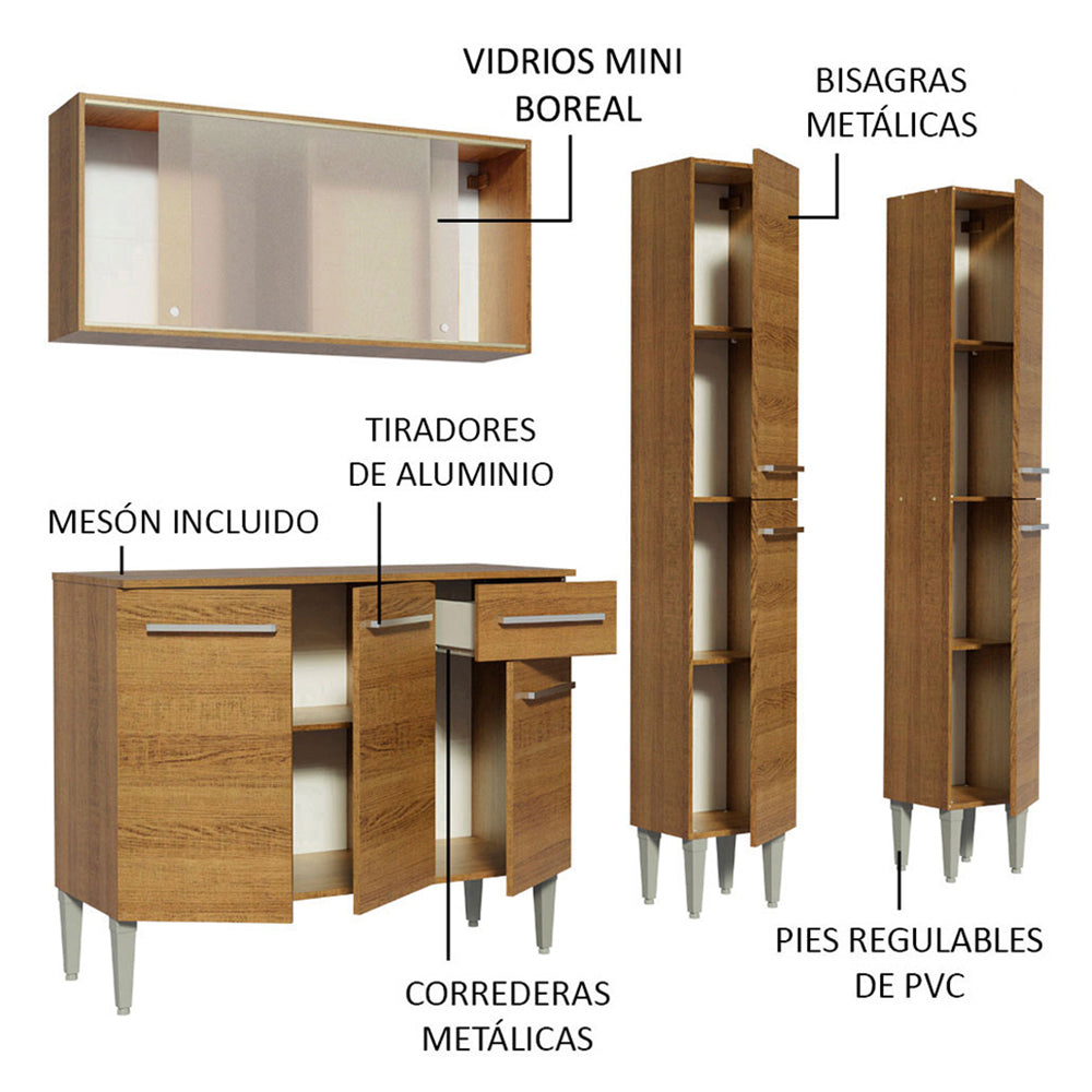 Combo de Cocina 169cm Emilly Fly Madesa 05 - Marrón