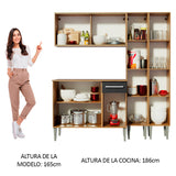 Combo de Cocina 169cm Marrón/Negro Emilly Fly Madesa 05