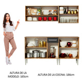 Combo de Cocina 169cm Marrón/Negro Emilly Dance Madesa 07
