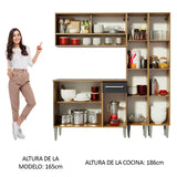 Combo de Cocina 169cm Marrón/Negro Emilly Winter Madesa 08