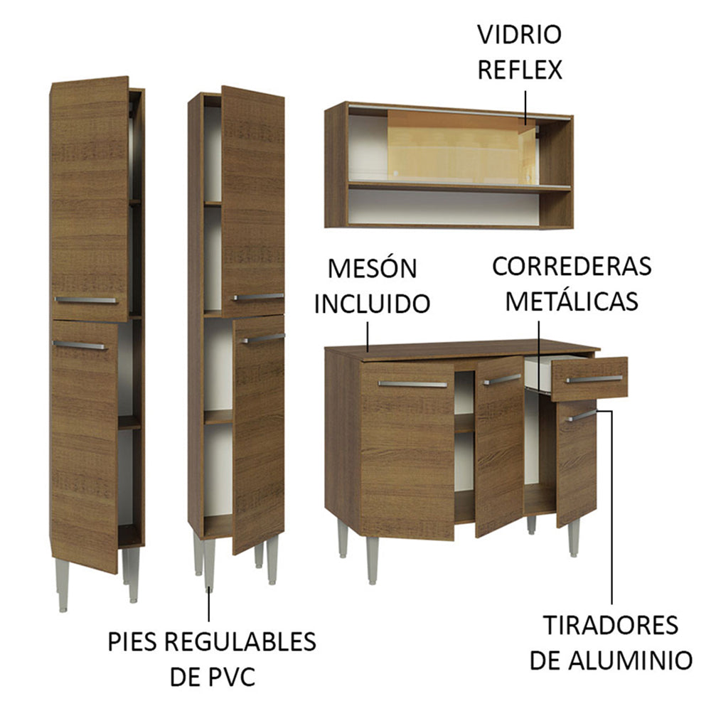 Combo de Cocina 169cm Sin Bacha de acero inoxidable Emilly Madesa 13