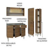 Cocina Compacta con Bacha 169 cm Emilly Marrón 14
