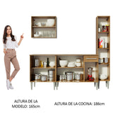 Combo de Cocina 201cm Emilly Sing Madesa 01 - Marrón
