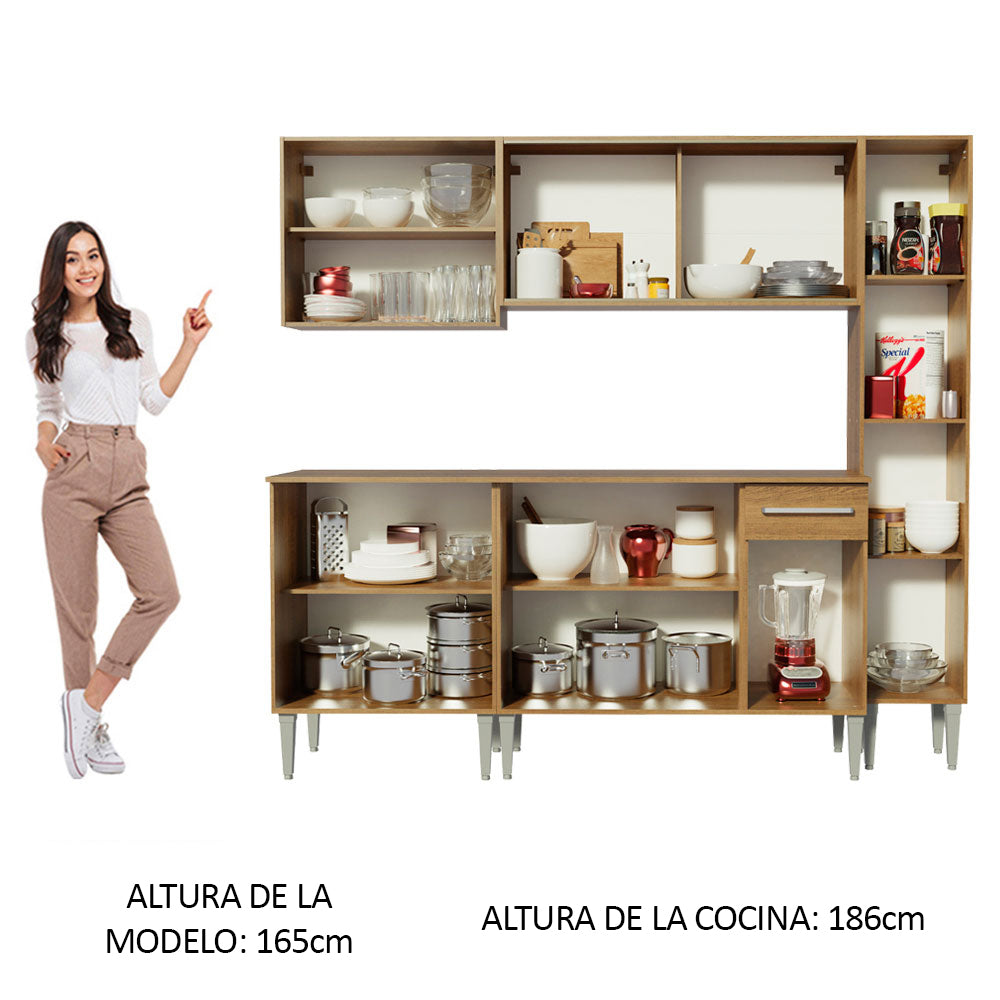 Combo de Cocina 201cm Emilly Fast Madesa 02 - Marrón
