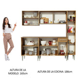 Combo de Cocina 201cm Emilly Fast Madesa 02 - Marrón