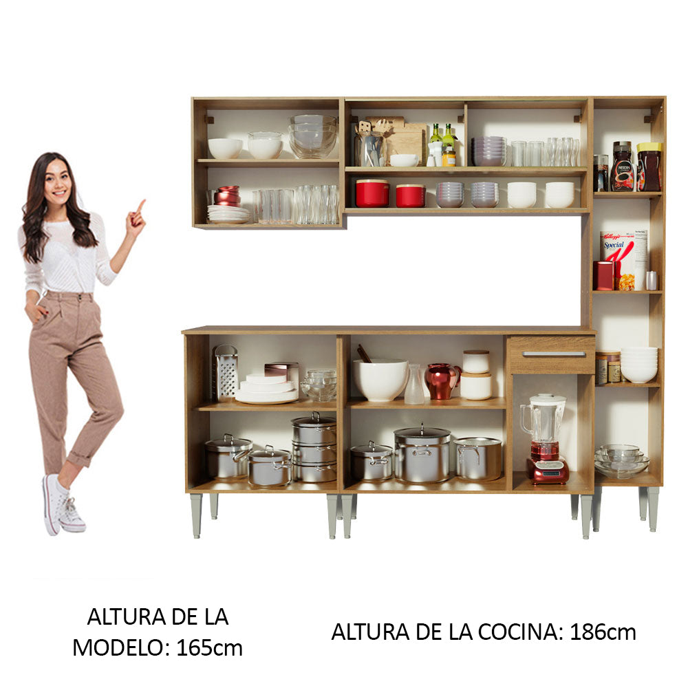 Combo de Cocina 201cm Emilly Sky Madesa 04 - Marrón