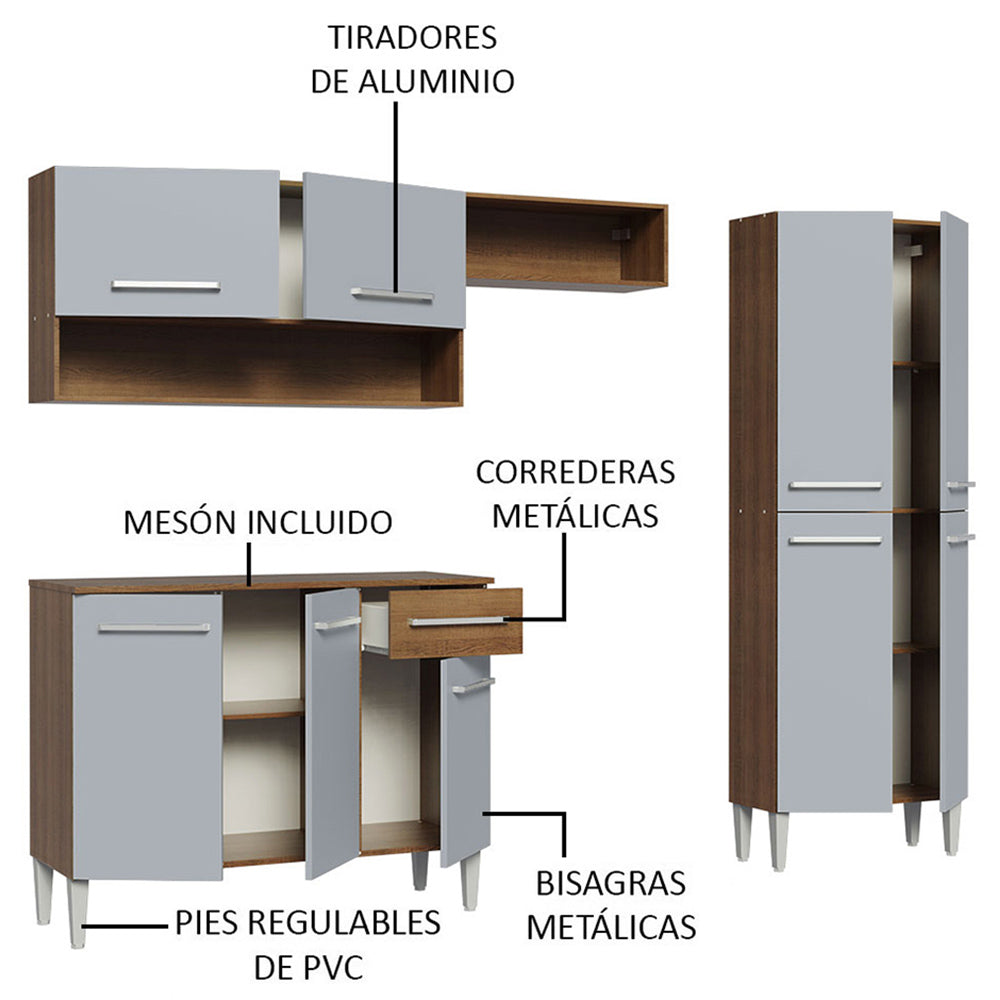 Cocin Compacta 229 cm Emilly Pop Marrón/Gris