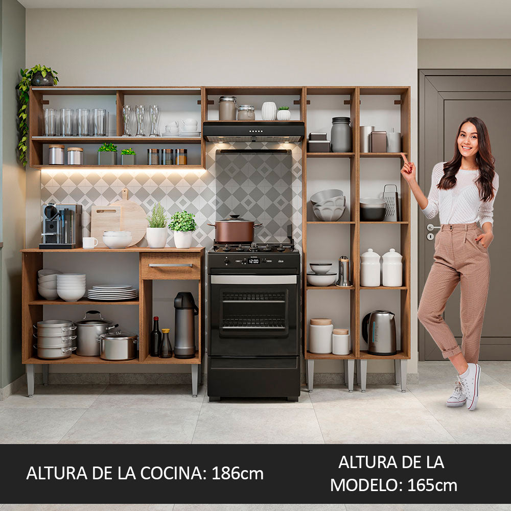 Combo completo de Cocina 229cm Emilly Madesa 04 - Marrón