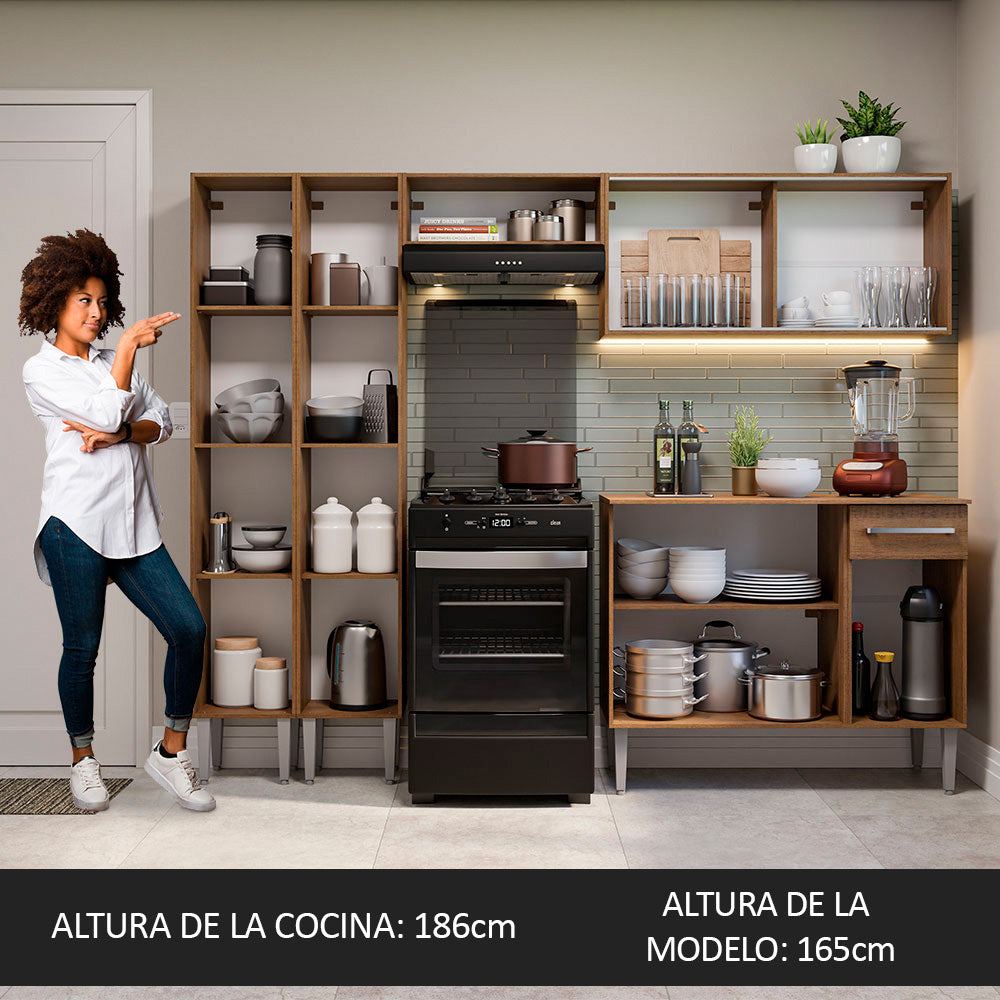 Combo completo de Cocina 229cm Emilly Madesa 06 - Marrón