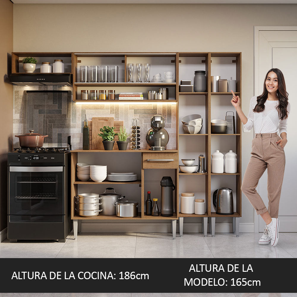 Combo completo de Cocina 229cm Marrón Emilly Madesa 07