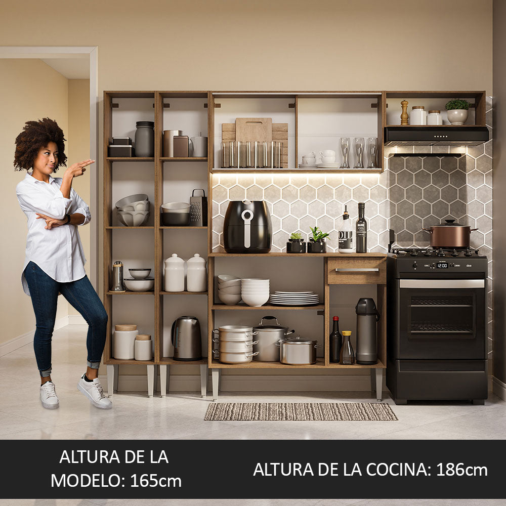 Combo completo de Cocina 229cm Marrón Emilly Madesa 08
