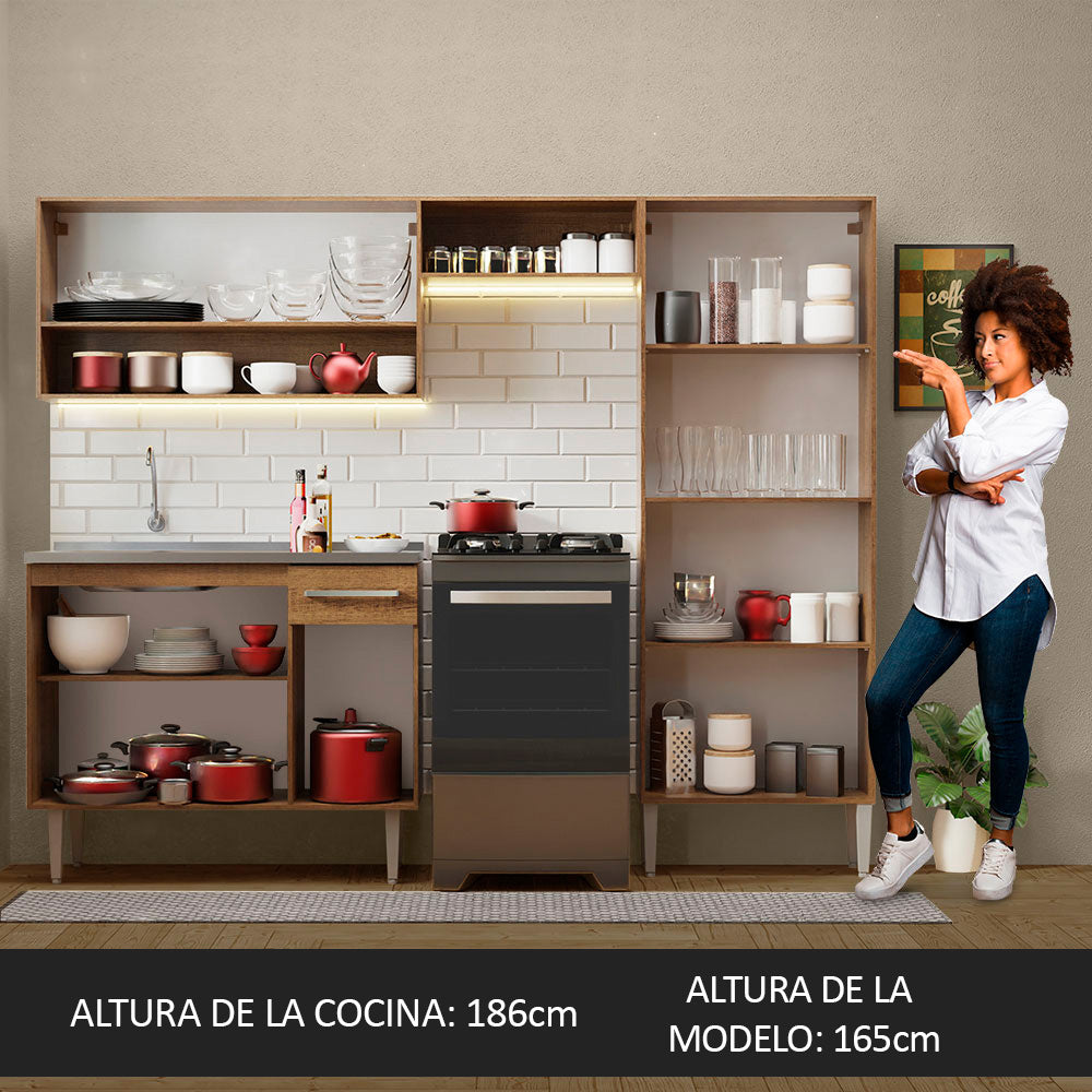 Combo completo de Cocina 229cm Con Bacha Emilly Madesa 10