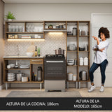 Combo completo de Cocina 229cm Con Bacha de acero inoxidable Emilly Madesa 11 Marrón