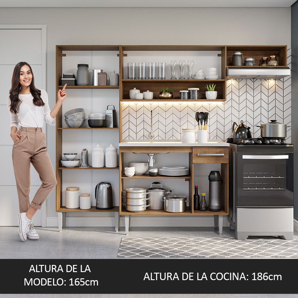 Combo completo de Cocina Madesa Emilly Con Bacha de acero inoxidable Marrón/Gris 12