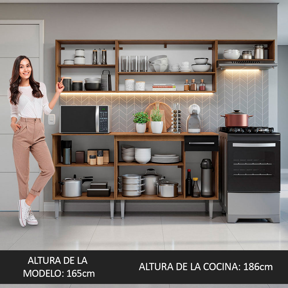 Combo completo de Cocina Madesa Emilly 229cm Marrón/Negro 13