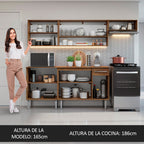 Combo completo de Cocina 229 cm 9 Puertas 1 Cajón Marrón/Gris Emilly Madesa