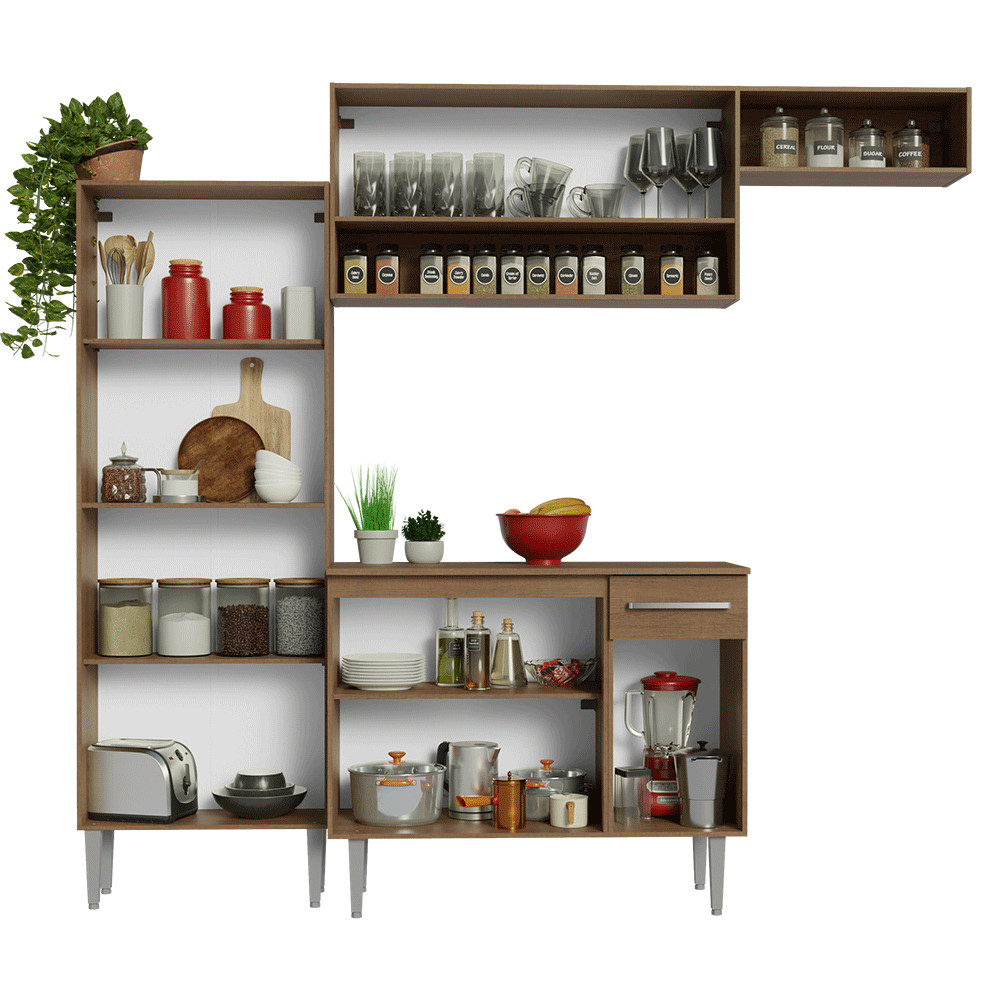 Combo completo de Cocina 229cm Marrón Emilly 18