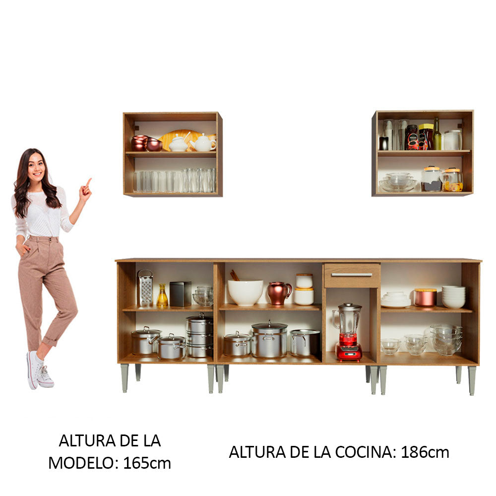 Combo completo de Cocina 233cm Emilly King Madesa 01 - Marrón