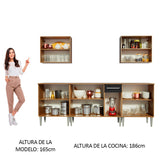 Combo completo de Cocina 233cm Marrón/Negro Emilly King Madesa 01