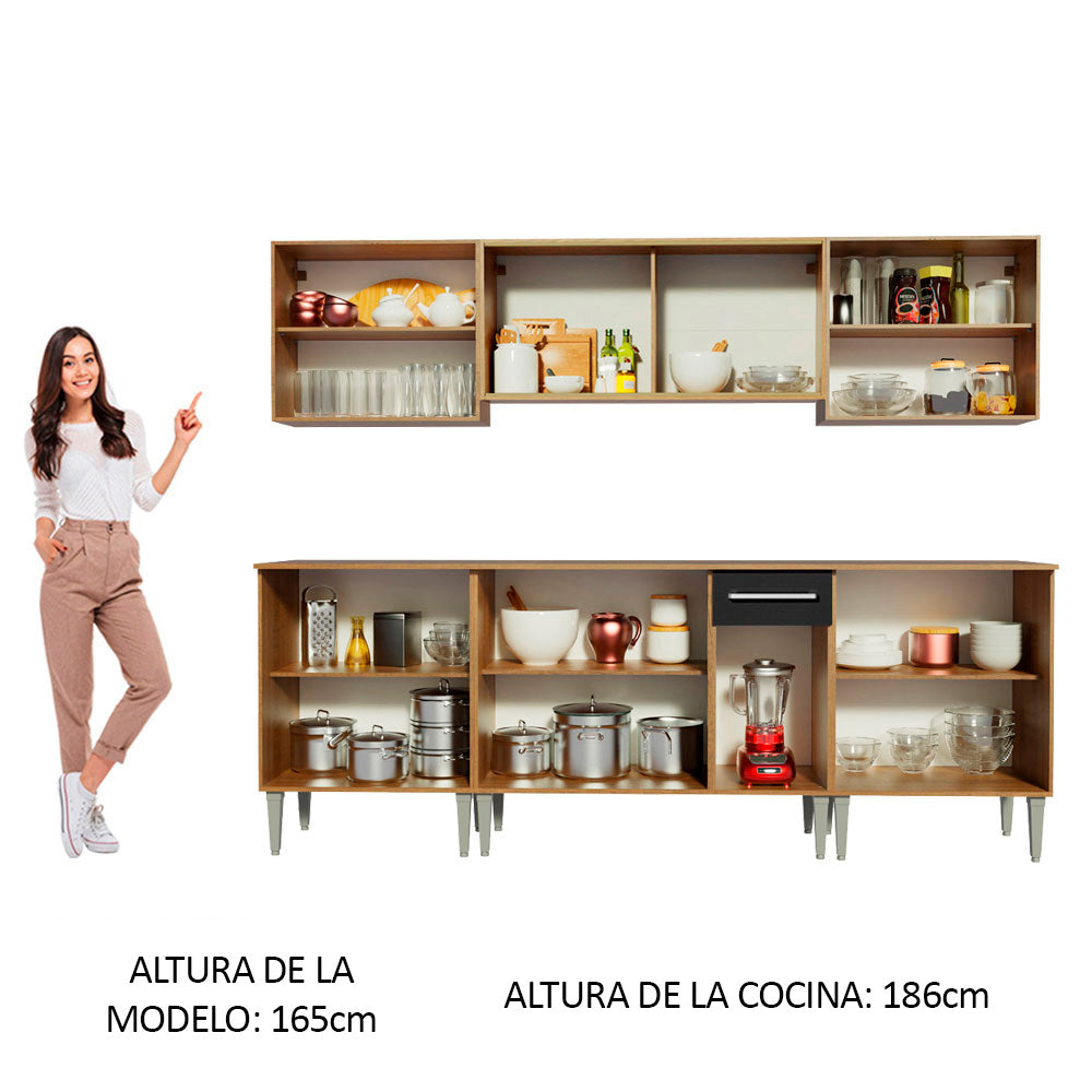 Combo completo de Cocina 233cm Marrón/Negro Emilly Wind Madesa 02