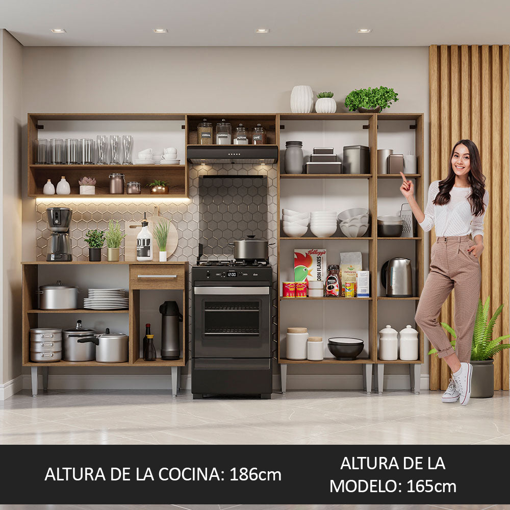 Combo completo de Cocina 261cm Marrón/Negro Emilly Madesa 02