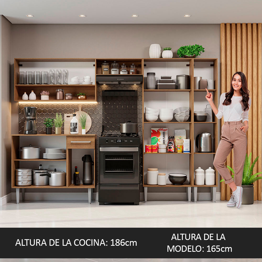 Combo completo de Cocina Madesa Emilly 261cm Marrón/Gris 02