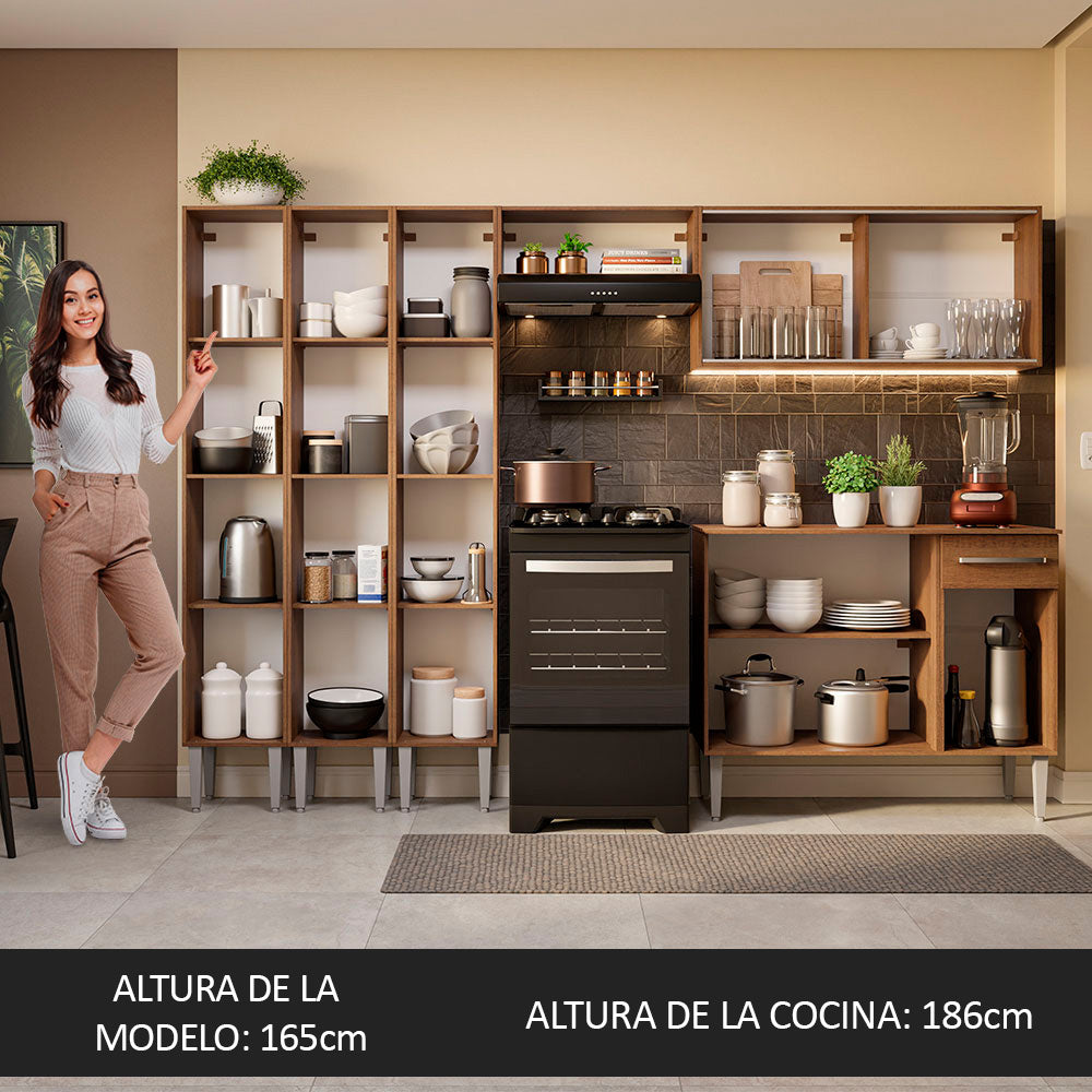Combo completo de Cocina 261cm Emilly Madesa 03 - Marrón