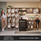 Combo completo de Cocina 261cm Marrón/Negro Emilly Madesa 03