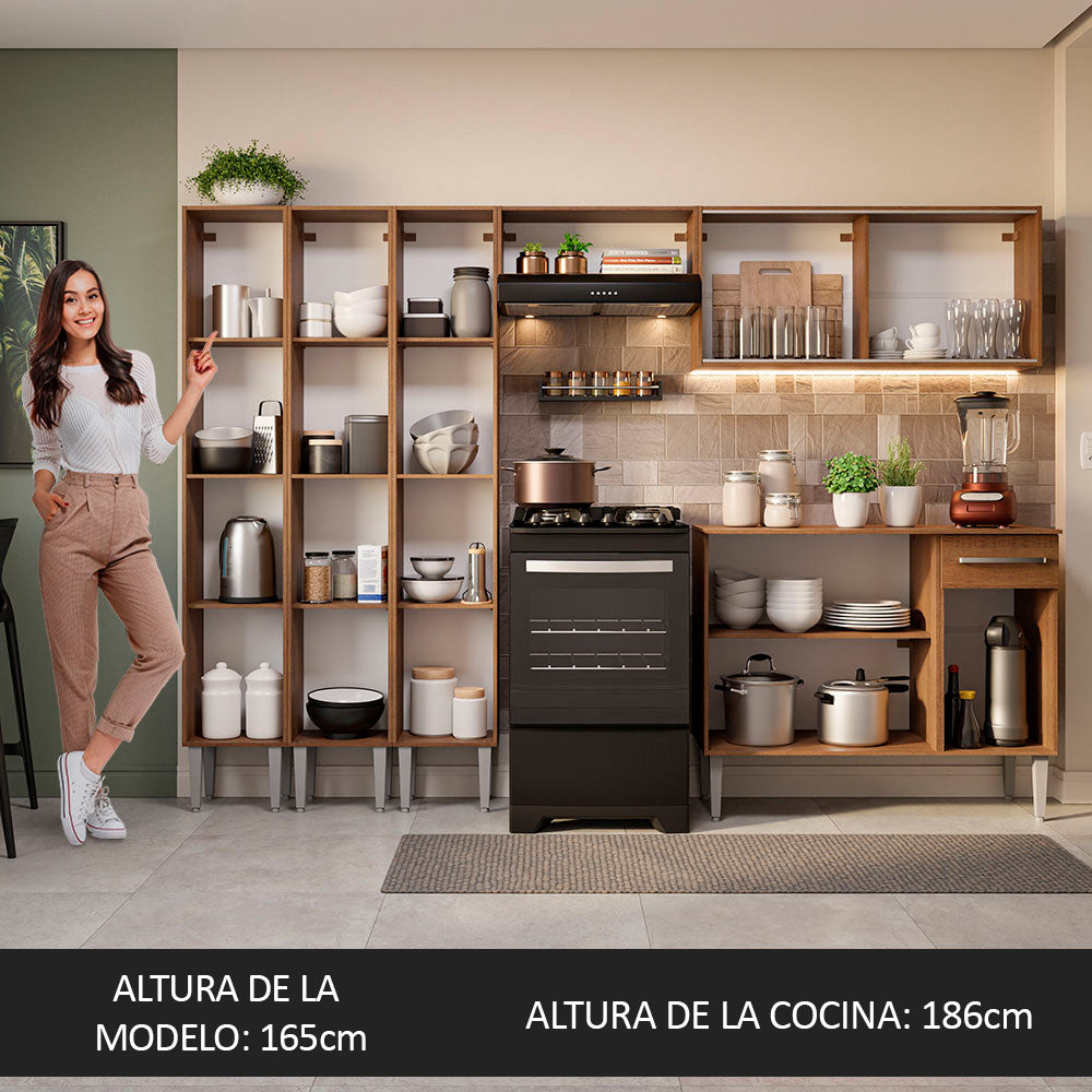 Combo completo de Cocina 261cm Emilly Madesa 05 - Marrón