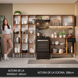 Combo completo de Cocina 261cm Marrón/Negro Emilly Madesa 05