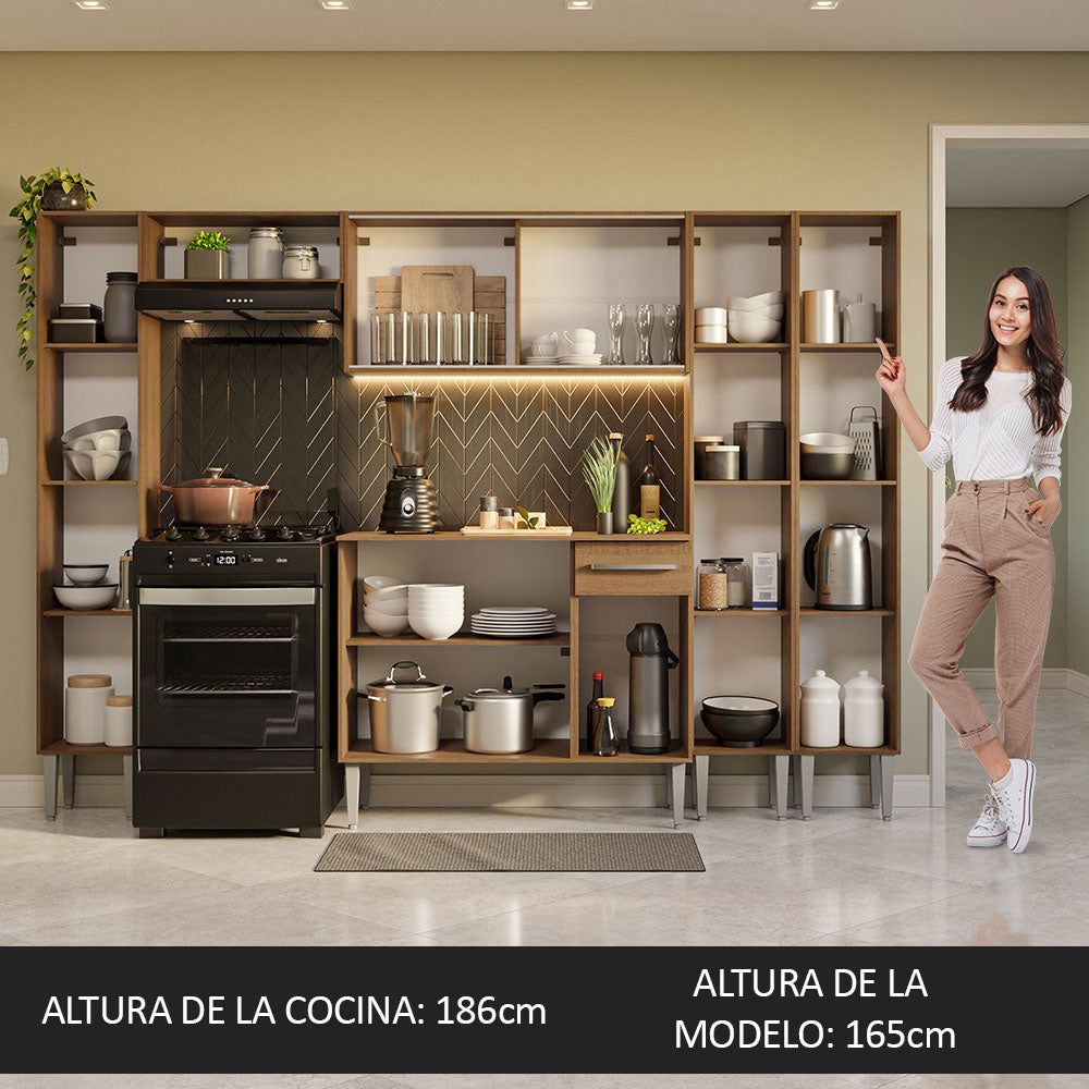 Combo completo de Cocina 261cm Marrón Emilly Madesa 06