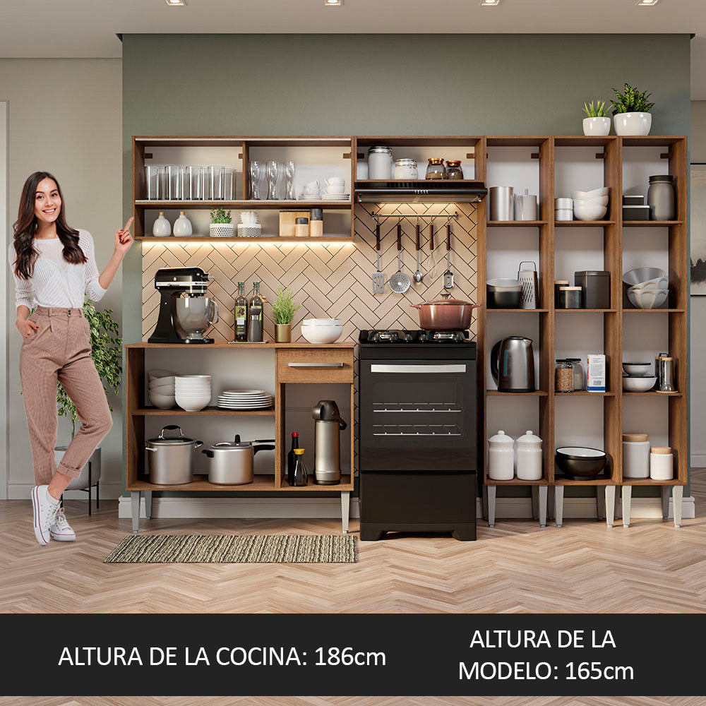 Combo completo de Cocina 261cm Emilly Madesa 08 - Marrón