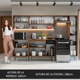 Combo completo de Cocina Madesa Emilly 261cm Marrón/Negro 09
