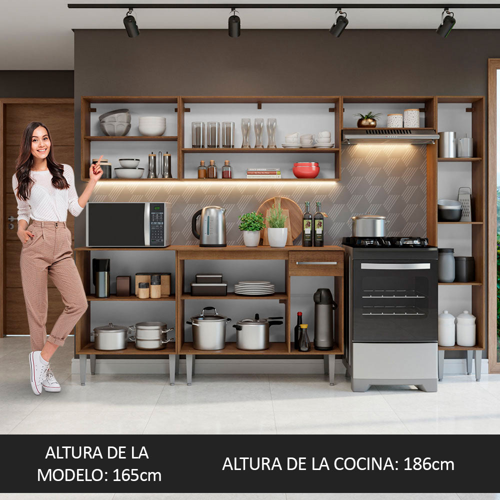 Combo completo de Cocina Madesa Emilly 261cm Marrón/Gris 09