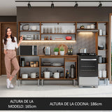 Combo completo de Cocina Madesa Emilly 261cm Marrón/Gris 09