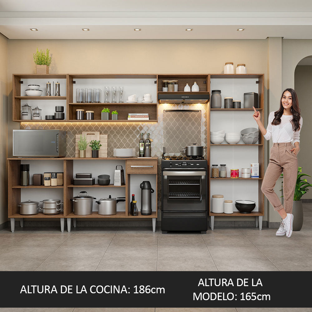 Combo completo de Cocina Madesa Emilly 2.90 Metros Marrón/Gris 01