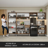Combo completo de Cocina 293cm Marrón/Gris Emilly Madesa 02