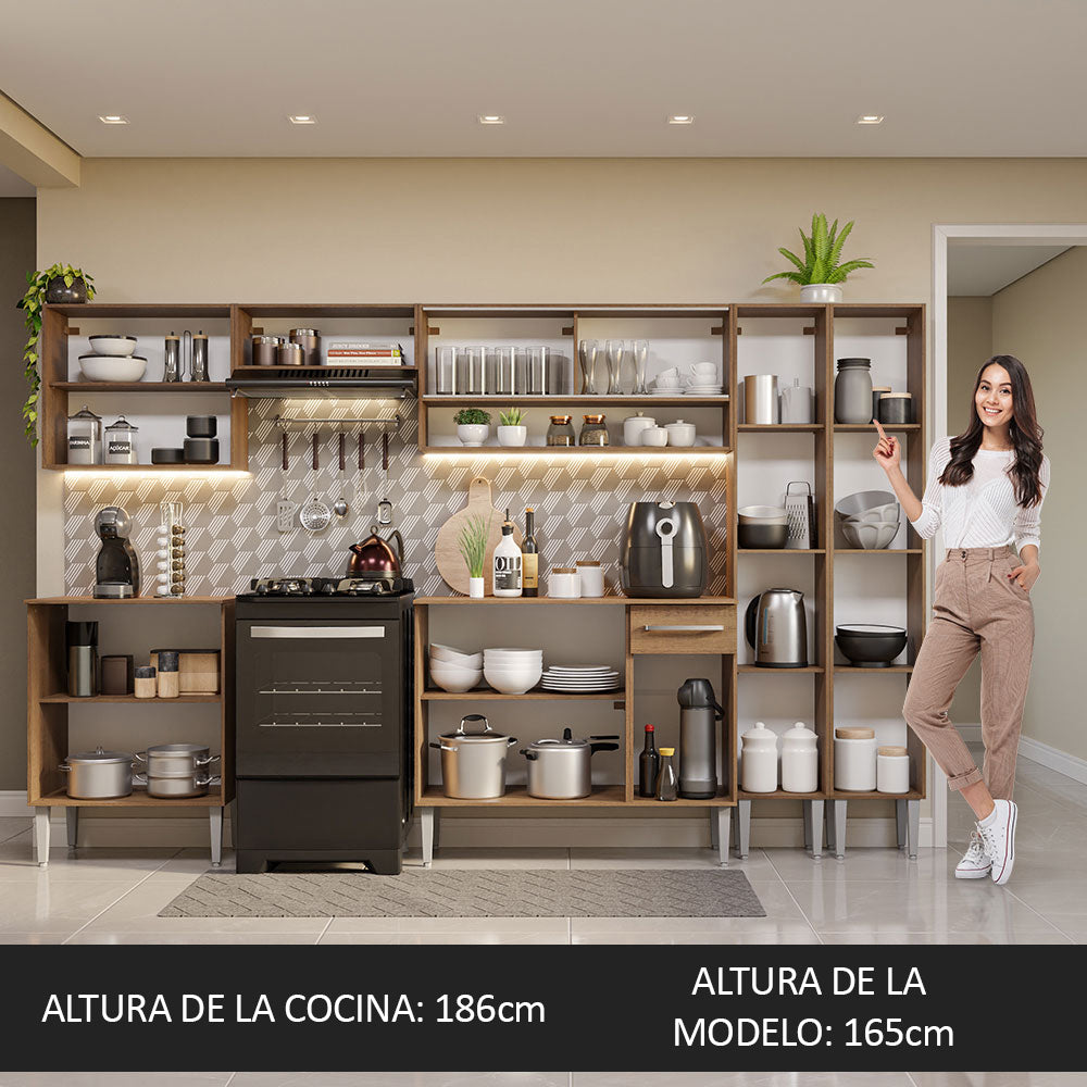 Combo completo de Cocina 293cm Marrón Emilly Madesa 03