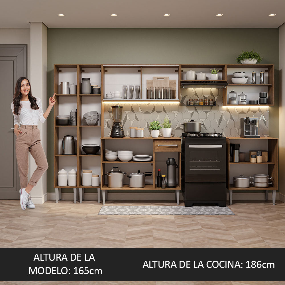 Combo completo de Cocina 293cm Marrón Emilly Madesa 04