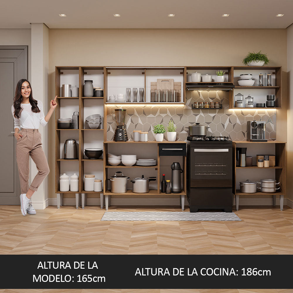 Combo completo de Cocina 293 cm Marrón/Negro Emilly Madesa 05