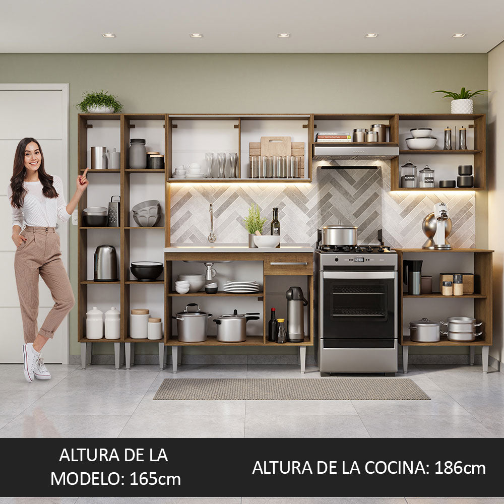 Combo completo de Cocina Madesa Emilly 2.93 m con Bacha Marrón 06