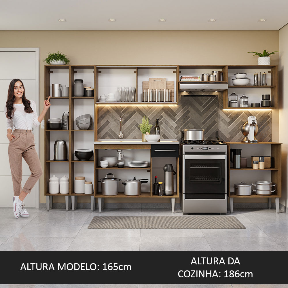 Combo completo de Cocina 293cm Con Bacha Emilly Madesa 06