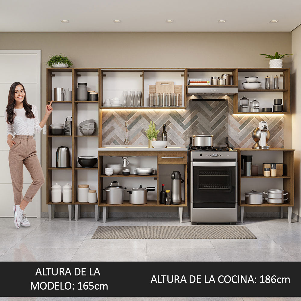 Combo completo de Cocina Madesa Emilly 2.93 m con Bacha Marrón 07