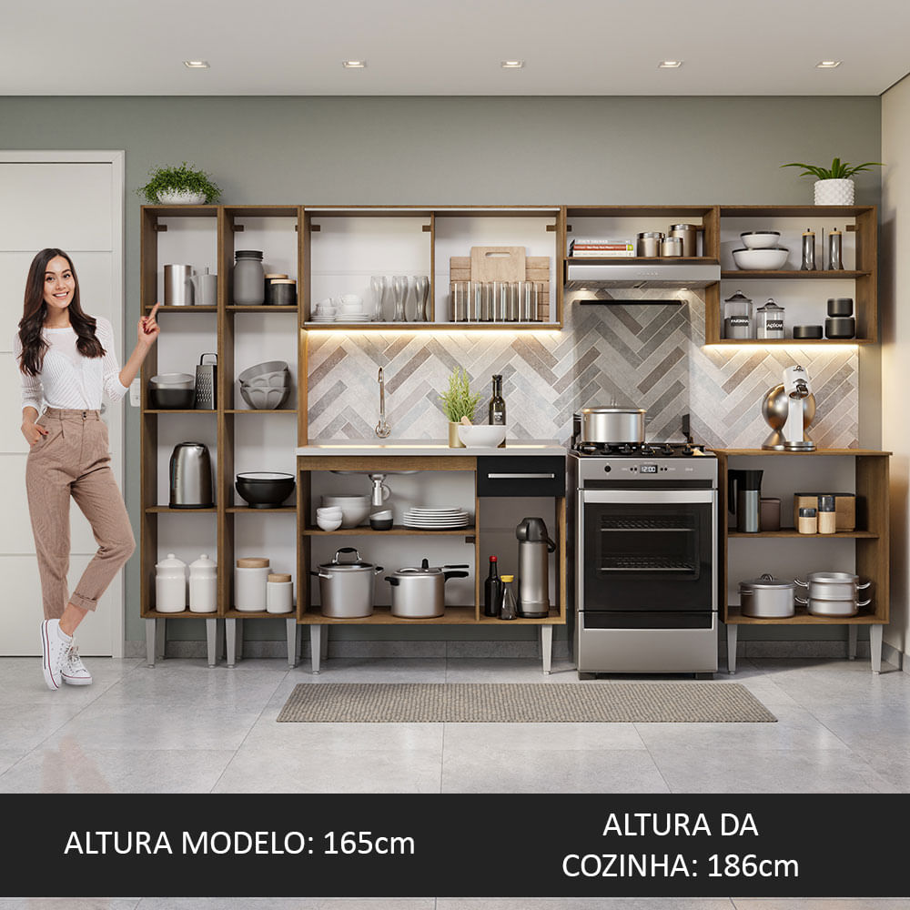 Combo completo de Cocina 293cm Con Bacha Emilly Madesa 07