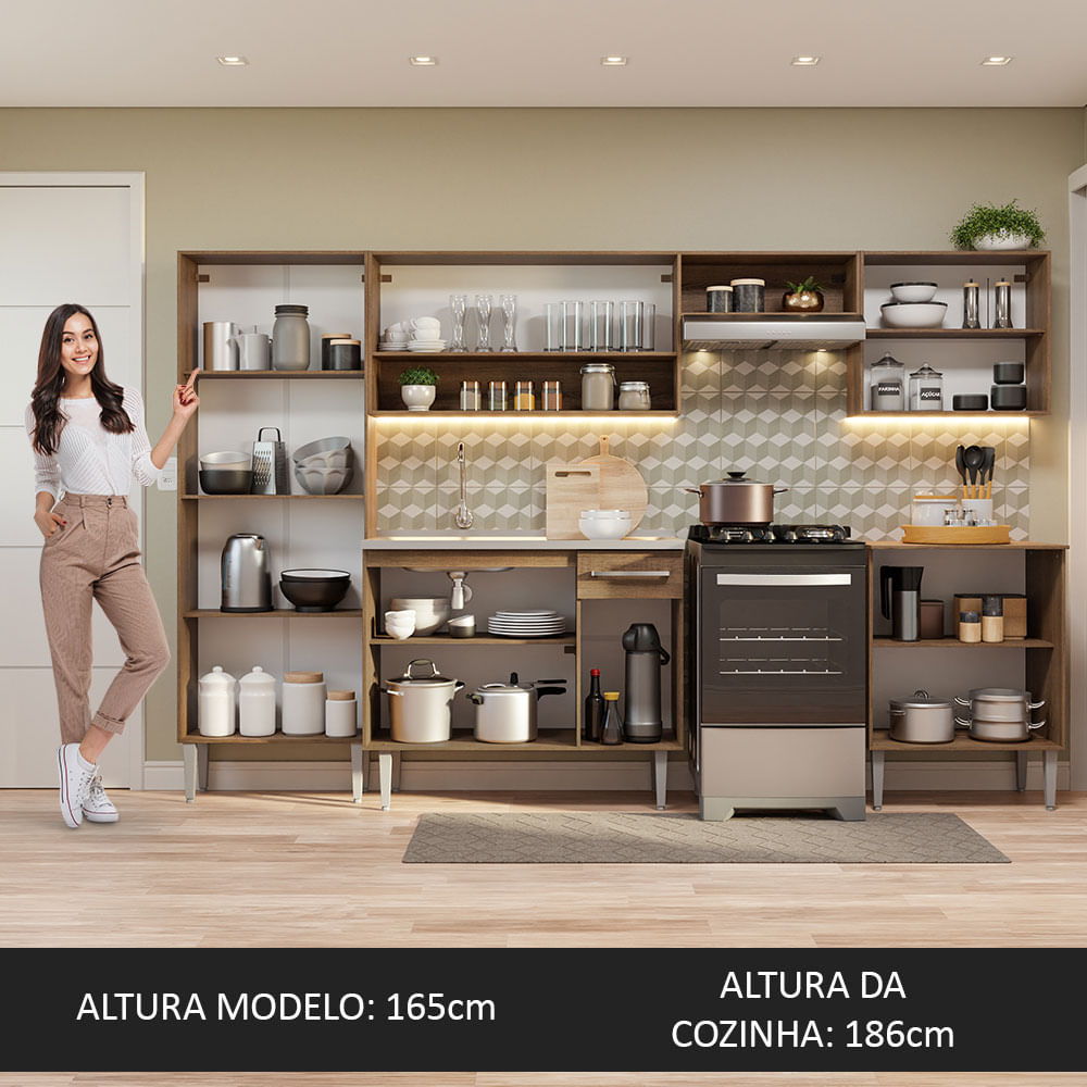 Combo completo de Cocina 293cm Con Bacha de acero inoxidable Emilly Madesa 08