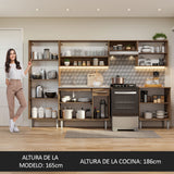Combo completo de Cocina 293cm con Bacha de acero inoxidable Marrón/Gris Emilly Madesa 08