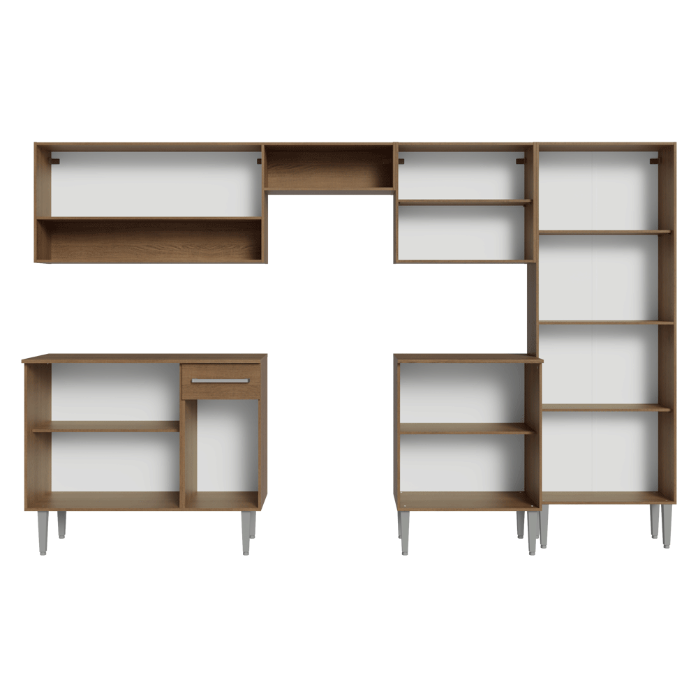 Combo completo de Cocina 293cm Marrón/Blanco Emilly Madesa 09